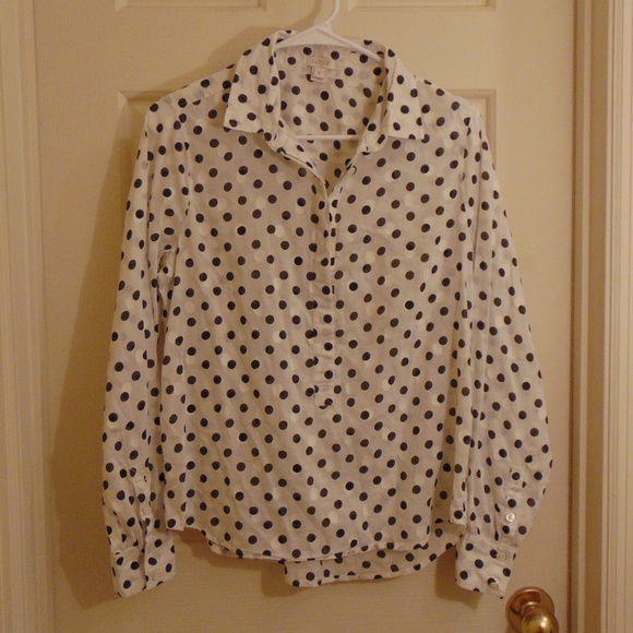 J. Crew Tops - J. Crew Factory Polka Dot Tissue Blouse Small